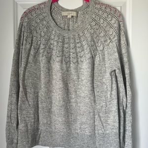 LOFT gray crewneck sweater L